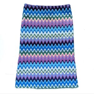 Vintage Chesley Multicolor Zigzag Patterned Women's Stretch Skirt